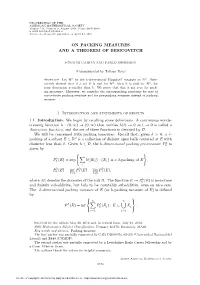 On Packing Measures and a Theorem of Besicovitch