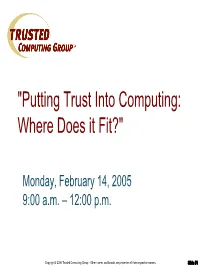 "Putting Trust Into Computing: Where Does It Fit?"