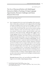 The Use of Humanoid Robots with Multilingual Interaction Skills in Teaching a Foreign Language: Opportunities, Research Challenges and Future Research Directions