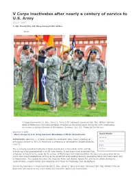 V Corps Inactivates After Nearly a Century of Service to U.S. Army