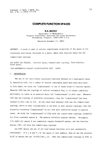 Complete Function Spaces