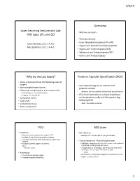 Laser Learning Lecture and Lab: YAG Caps, LPI, And