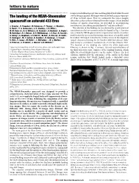 The Landing of the NEAR-Shoemaker Spacecraft on Asteroid 433 Eros