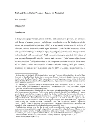 Truth and Reconciliation Processes – Lessons for Zimbabwe?