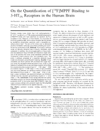 [18F]MPPF Binding to 5-HT1A Receptors in the Human Brain