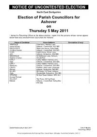 Notice of Uncontested Election