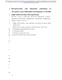 Reconstruction and Functional Annotation of Ascosphaera Apis Full