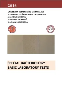 Special Bacteriology Basic Laboratory Tests