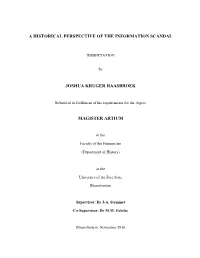 A Historical Perspective of the Information Scandal