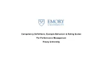Competency Definitions, Example Behaviors & Rating Scales