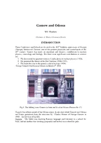 Gamow and Odessa