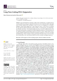 Long Non-Coding RNA Epigenetics