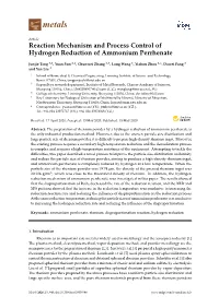 Reaction Mechanism and Process Control of Hydrogen Reduction of Ammonium Perrhenate
