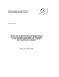 Report on the Meeting with Representatives of the Lithuanian Government on Provisions of the Revised European Social Charter Not Accepted by Lithuania