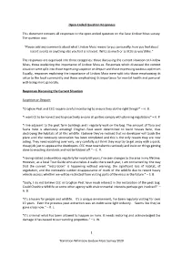 1 Transition Wilmslow Lindow Moss Survey 2020 Open-Ended Question