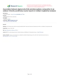 Association Between Algal Productivity and Phycosphere Composition in an Outdoor Chlorella Sorokiniana Reactor Based on Multiple Longitudinal Analyses