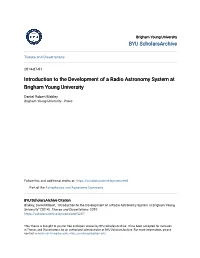 Introduction to the Development of a Radio Astronomy System at Brigham Young University