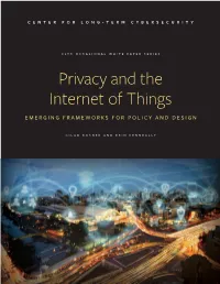 Privacy and the Internet of Things