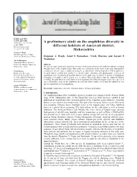 A Preliminary Study on the Amphibian Diversity in Different Habitats Of