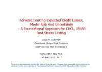 Forward Looking Expected Credit Losses, Model Risk and Uncertainty – a Foundational Approach for CECL, IFRS9 and Stress Testing