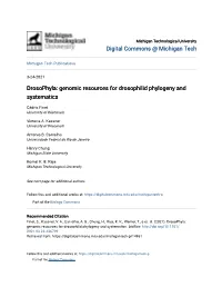 Genomic Resources for Drosophilid Phylogeny and Systematics