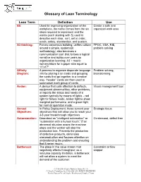 Glossary of Lean Terminology