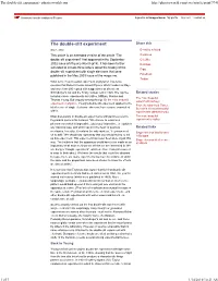 The Double-Slit Experiment - Physicsworld.Com