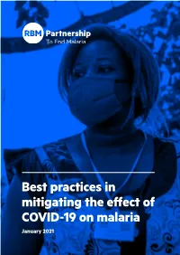 Best Practices in Mitigating the Effect of COVID-19 on Malaria