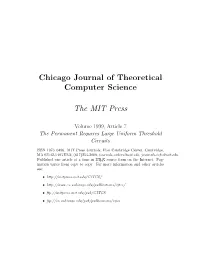 Chicago Journal of Theoretical Computer Science the MIT Press