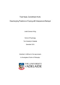Disentangling Predictors of Coping with Interpersonal Betrayal