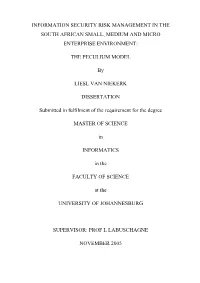Information Security Risk Management in the South African Small, Medium and Micro Enterprise Environment