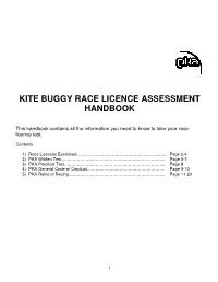 Kite Buggy Race Licence Assessment Handbook