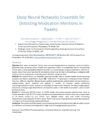 Deep Neural Networks Ensemble for Detecting Medication Mentions In