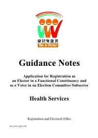 Guidance Notes Application for Registration As an Elector in A
