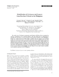 Identification of Cyclospora and Isospora from Diarrheic Patients in the Philippines