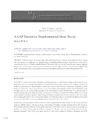 MTO 17.1: Peck, a GAP Tutorial for Transformational Music Theory