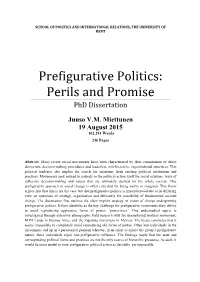 Prefigurative Politics: Perils and Promise Phd Dissertation