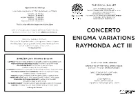 Concerto Enigma Variations Raymonda Act