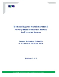 Methodology for Multidimensional Poverty Measurement in Mexico an Executive Version