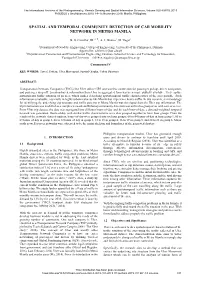 Spatial and Temporal Community Detection of Car Mobility Network in Metro Manila