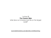 The Cosmic Web! What Does Our Universe Look Like on the Largest Scale?