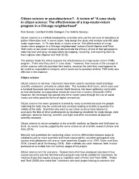 A Case Study in Citizen Science: the Effectiveness of a Trap-Neuter-Return Program in a Chicago Neighborhood”
