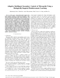 Adaptive Intelligent Secondary Control of Microgrids Using a Biologically-Inspired Reinforcement Learning