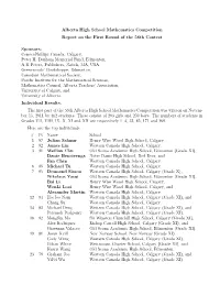 Alberta High School Mathematics Competition Report on the First Round of the 56Th Contest