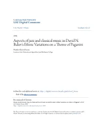 Aspects of Jazz and Classical Music in David N. Baker's Ethnic Variations
