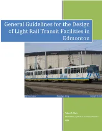 General Guidelines for the Design of Light Rail Transit Facilities in Edmonton