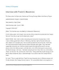 Interview with Frank E. Maestrone