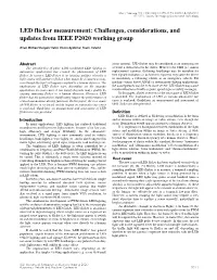 LED Flicker Measurement: Challenges, Considerations, and Updates from IEEE P2020 Working Group