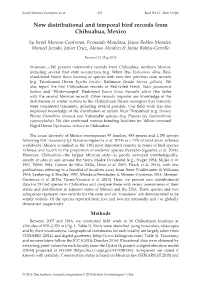 New Distributional and Temporal Bird Records from Chihuahua, Mexico