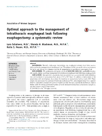 Optimal Approach to the Management of Intrathoracic Esophageal Leak Following Esophagectomy: a Systematic Review